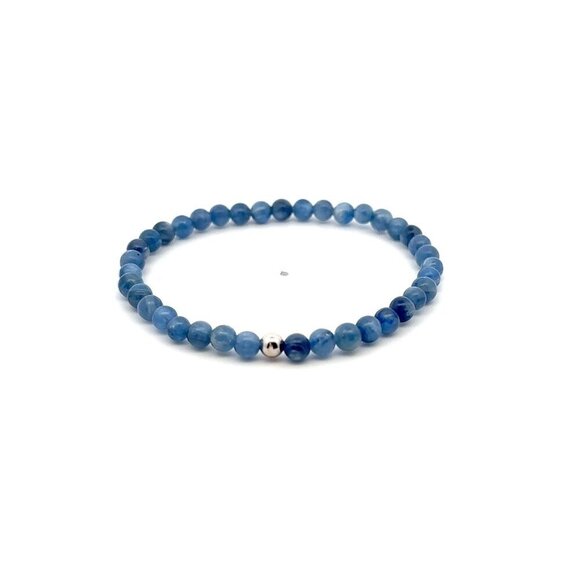 Natural Kyanite Gemstones Mini 4mm 18K White Gold Charm Bead - Picture 1 of 5